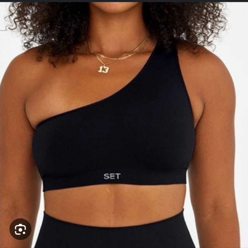 Set Active Sculptflex Ribbed One Shoulder Sports Bra - Size Medium
